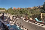 And there`s ample seating to relax, unwind, soak up the Sedona views and take a plunge in your private pool